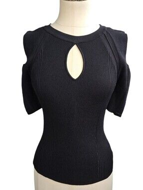Bebe Cold Shoulder Keyhole Bodycon Top